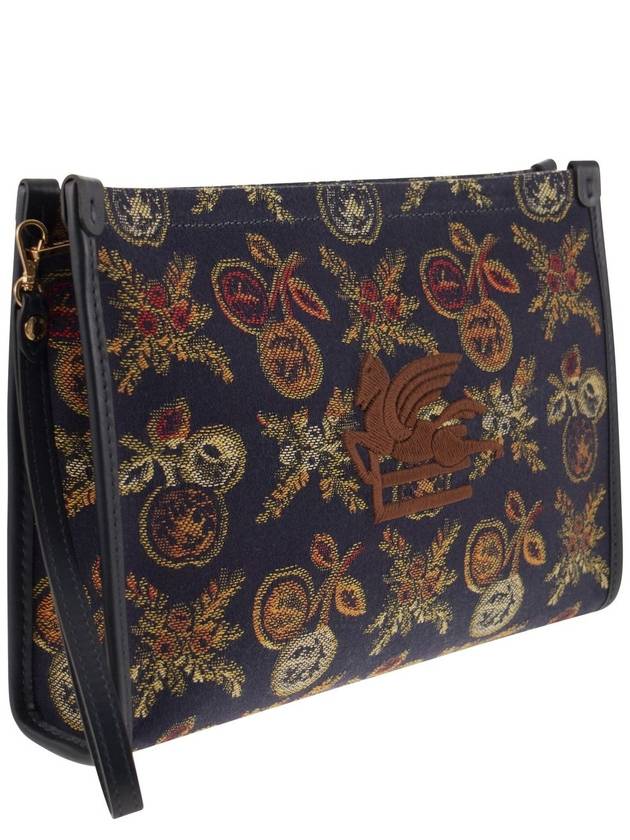 Embroided Logo Jacquard Clutch Bag Navy - ETRO - BALAAN 6