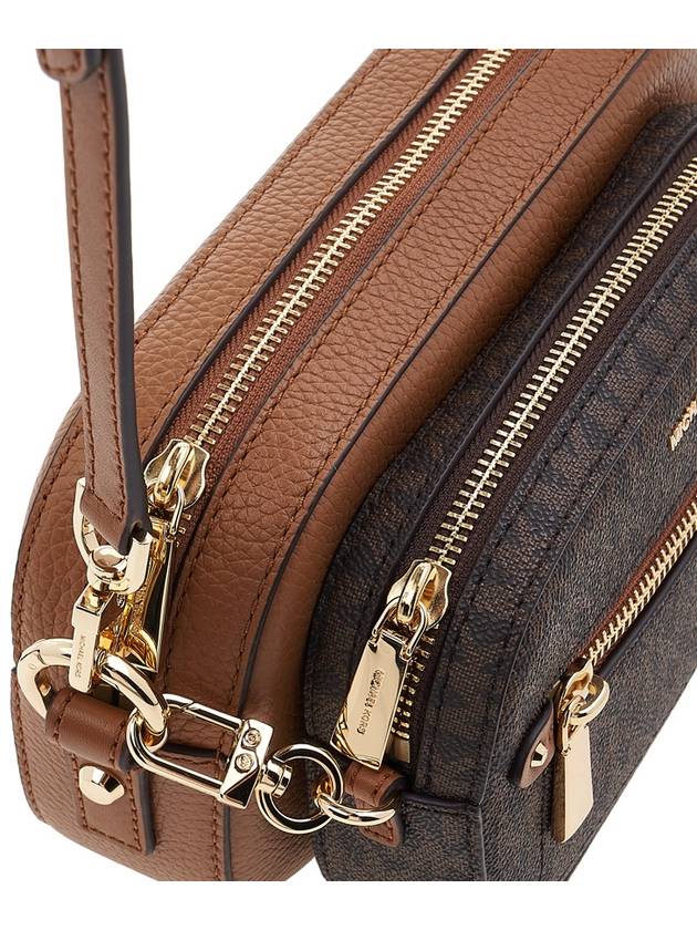 Jet Set Logo Leather Cross Bag Brown - MICHAEL KORS - BALAAN 9