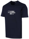 Metropolis Series Mercerized Jersey Reverse Graphic Short Sleeve T-Shirt Navy - CP COMPANY - BALAAN 3