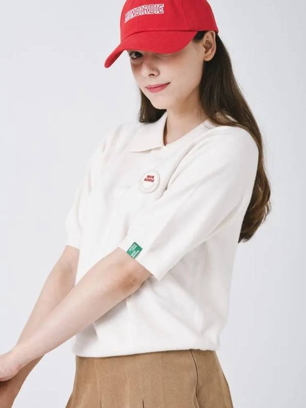 Wool touch collar neck short sleeve knit IVORY - MONBIRDIE GOLF - BALAAN 5