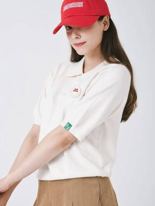 Wool touch collar neck short sleeve knit IVORY - MONBIRDIE GOLF - BALAAN 1