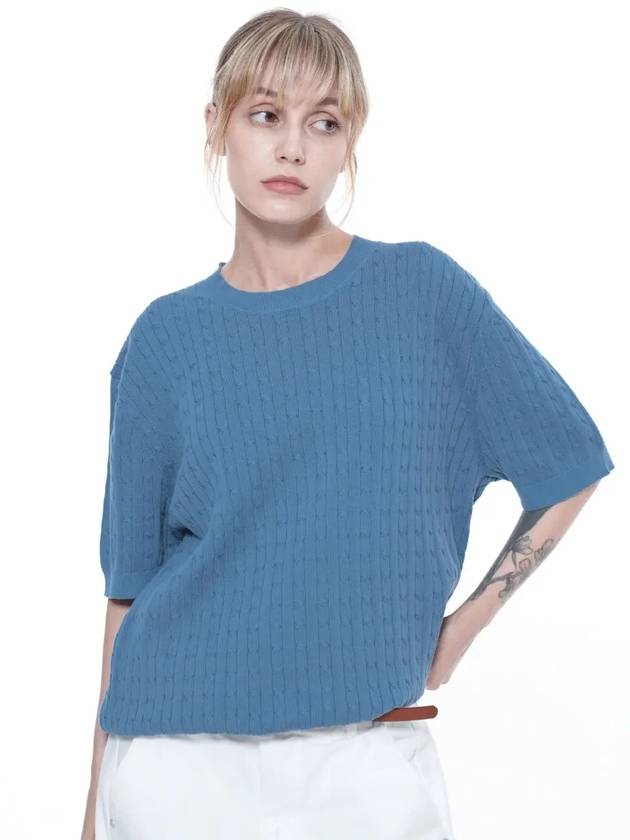 Women s LCRHK SK Linen Cable Round Half Knit Sky - CHANCE'S NOI - BALAAN 2