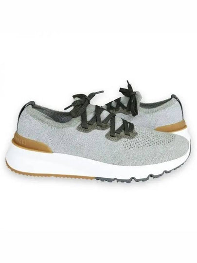 Stretch Knit Low Top Sneakers Grey Green - BRUNELLO CUCINELLI - BALAAN 2