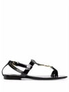 Women's Cassandra Monogram Logo Patent Leather Sandals Black - SAINT LAURENT - BALAAN 2