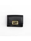 Logo Tri-Fold Half Wallet Black - FENDI - BALAAN 5