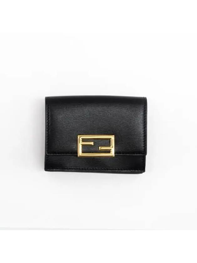 Logo Tri-Fold Half Wallet Black - FENDI - BALAAN 2