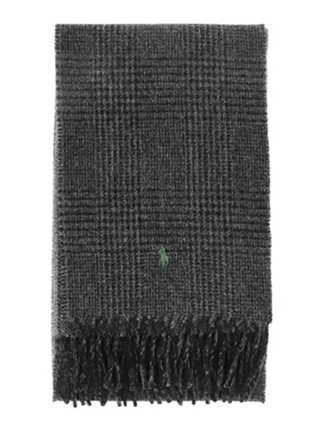 Pony Reversible Check Wool Muffler Charcoal - POLO RALPH LAUREN - BALAAN 5