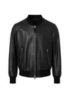 Grained Leather Two Way Zip Up Bomber Jacket Black - TOM FORD - BALAAN 2