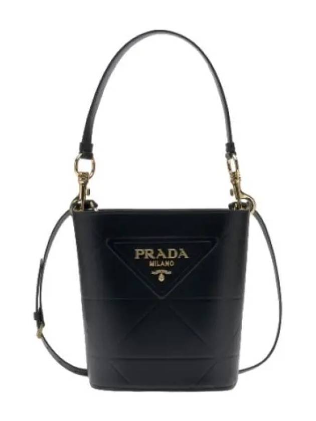 Top Stitching Bucket Bag Black Shoulder - PRADA - BALAAN 1