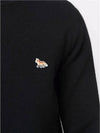 Baby Fox Patch Cozy Round Neck Knit Top Black - MAISON KITSUNE - BALAAN 3