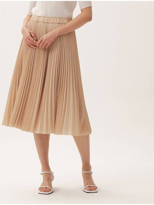 Women's Piano Pleated Accordion Banding Skirt Beige - MONPLISSE - BALAAN 1