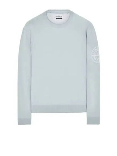 Compass Embroidered Crew Neck Organic Cotton Knit Top Sky Blue - STONE ISLAND - BALAAN 2