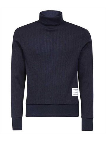 Thermal Rib Ottoman Stripe Turtleneck Navy - THOM BROWNE - BALAAN 1