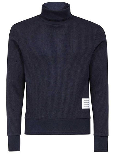 Thermal Rib Ottoman Stripe Turtleneck Navy - THOM BROWNE - BALAAN 1