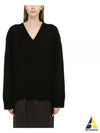 Wool Cashmere V-Neck Knit Top Black - PRADA - BALAAN 2