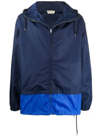 Men's Drawstring Hooded Jacket Navy - MARNI - BALAAN 1