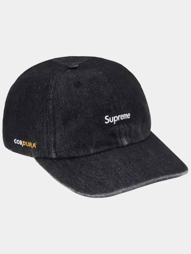 Men s Cordura Denim Small Box 6 Panel Hat Ball Cap Black SS24H33 - SUPREME - BALAAN 1