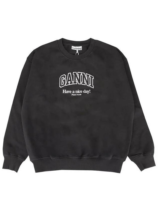 Isoli Oversized Cotton Sweatshirt Black - GANNI - BALAAN 2