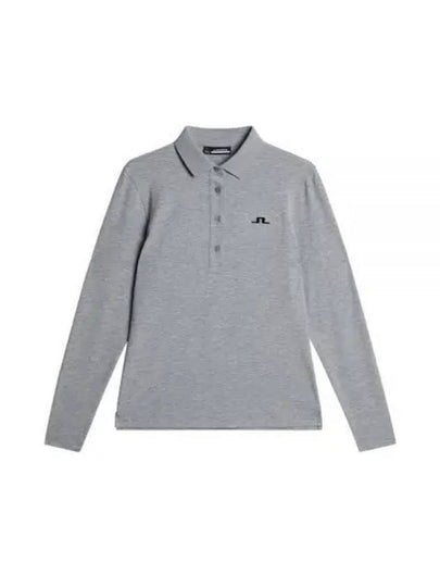 Flor Logo Polo Long Sleeve T-Shirt Medium Grey Melange - J.LINDEBERG - BALAAN 2