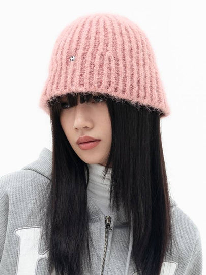 Wool Badge Knit Bucket Hat Pink - HIGH SCHOOL DISCO - BALAAN 2