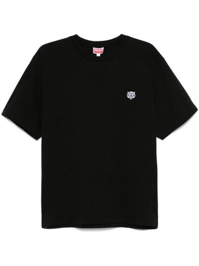 Happy Tiger Embroidery Short Sleeve T-Shirt Black - KENZO - BALAAN 2