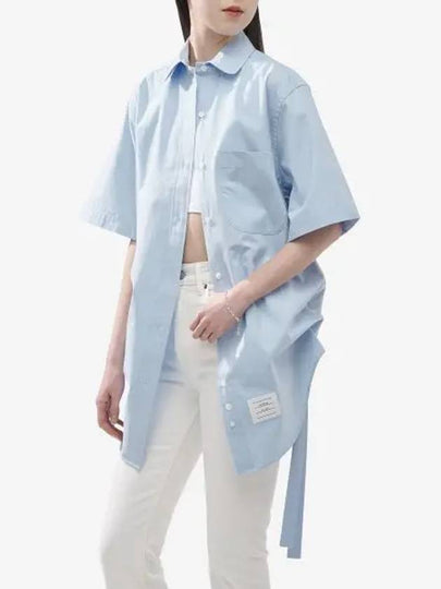 Heavy Poplin Super Size Mini Shirt Short Dress Light Blue - THOM BROWNE - BALAAN 2