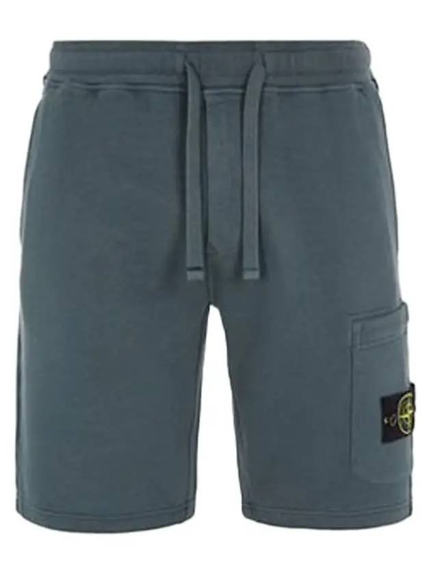 Brushed Cotton Fleece Bermuda Cargo Shorts Dark Green - STONE ISLAND - BALAAN 2