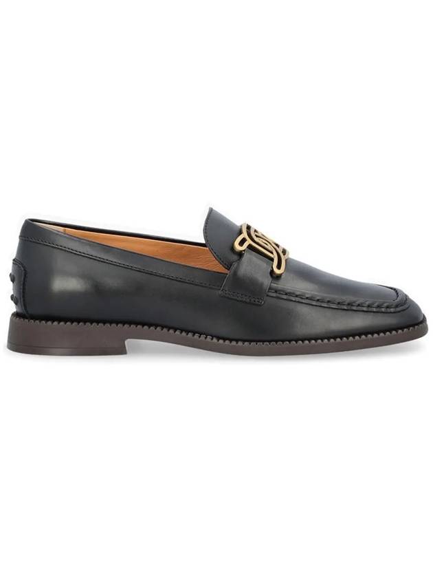 Kate Metal Chain Leather Loafers Black - TOD'S - BALAAN 3