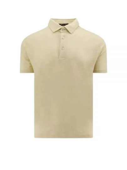 Linen Polo Shirt Beige - LORO PIANA - BALAAN 2