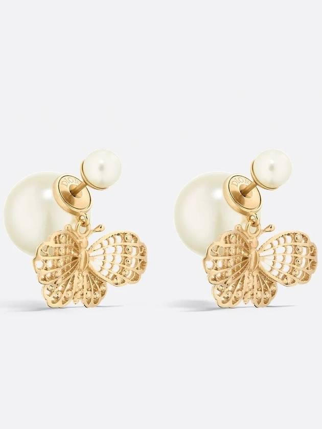 Dior Tribales Earrings Gold Finish Metal White Le - DIOR - BALAAN 1