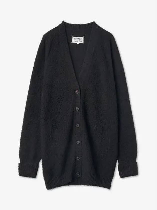 V-Neck Stitch Oversized Knit Cardigan Black - MAISON MARGIELA - BALAAN 2