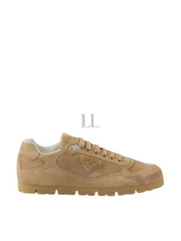 Faded Suede Low Top Sneakers Ecru - PRADA - BALAAN 2