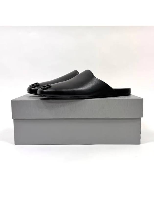 BB Logo Cozy Leather Slippers Black - BALENCIAGA - BALAAN 3