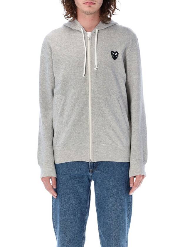 Double heart patch hooded zip up gray - COMME DES GARCONS PLAY - BALAAN 5