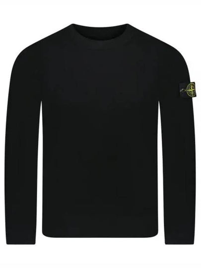 Compass Badge Crewneck Virgin Wool Knit Top Black - STONE ISLAND - BALAAN 2