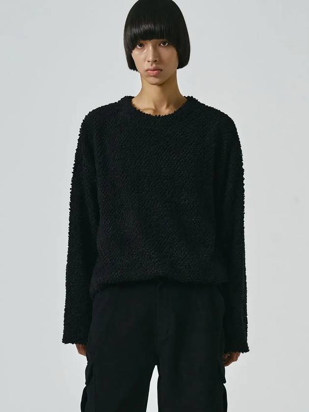 Fluffy Overfit Long Sleeve T-Shirt Black - NOIRER - BALAAN 1