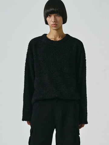 Fluffy Overfit Long Sleeve T-Shirt Black - NOIRER - BALAAN 1