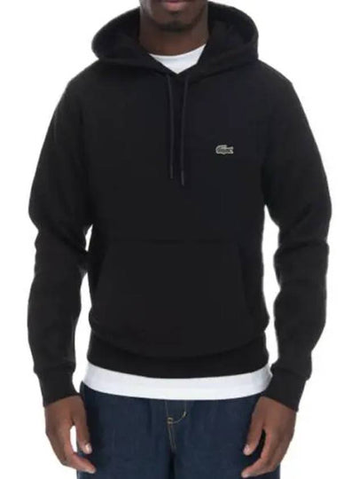 Logo Patch Organic Cotton Hoodie Black - LACOSTE - BALAAN 2