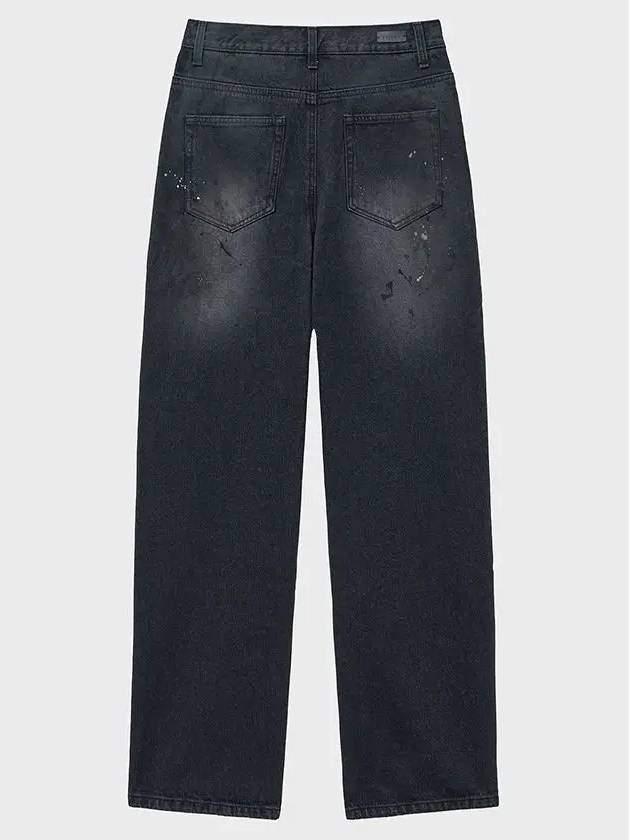 Hand painted straight denim pants gray - NOIRER - BALAAN 4