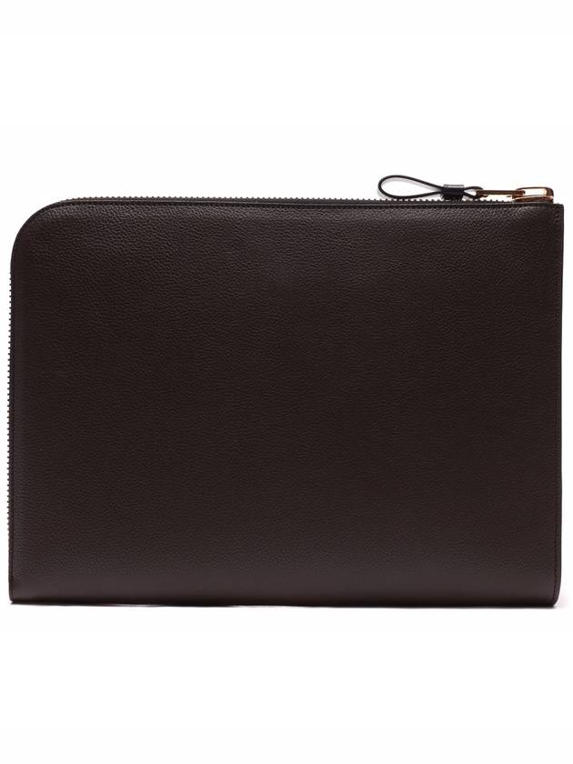 Logo Grain Leather Buckley Clutch Bag Brown - TOM FORD - BALAAN 5