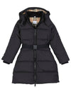 Kids Belted Long Hooded Quilted Padding Black - BURBERRY - BALAAN 3