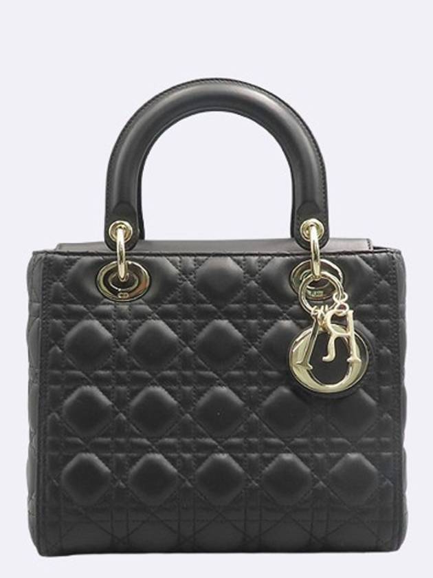 Dior M0565ONGE Black Cannage Lambskin LADY Medium Tote Shoulder Bag - DIOR - BALAAN 2