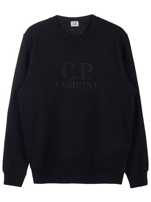 Diagonal Fleece Tonal Logo Sweatshirt Black - CP COMPANY - BALAAN 1