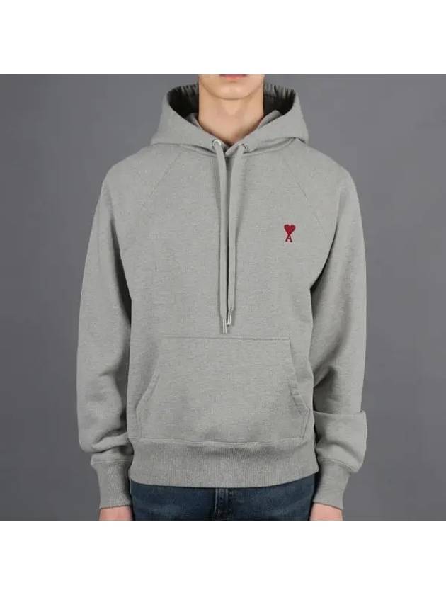 Small Heart Logo Hoodie Heather Ash Grey - AMI - BALAAN 2