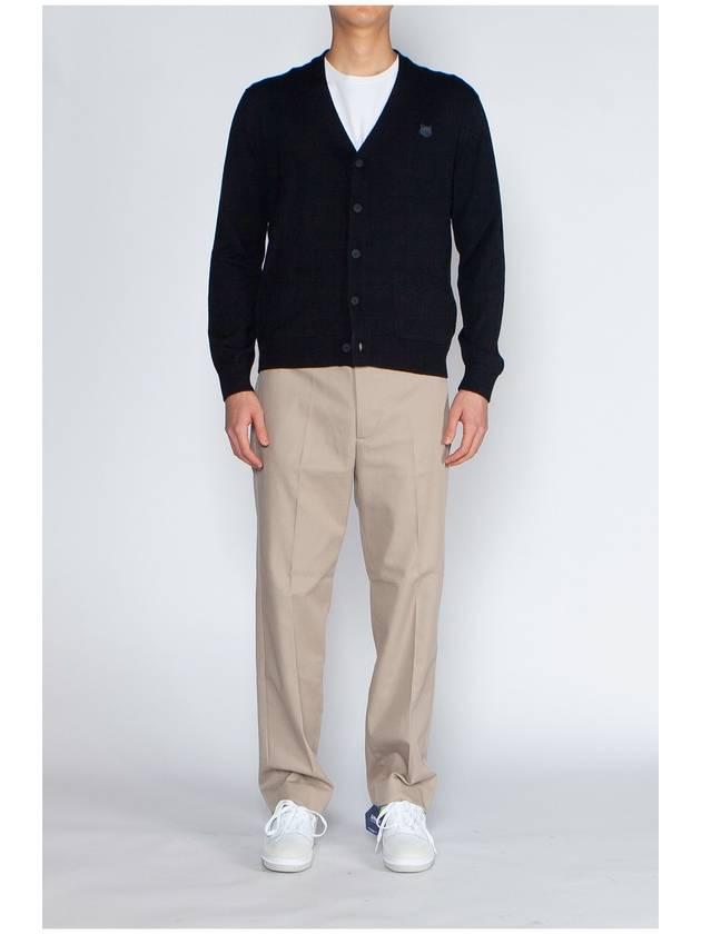 Bold Fox Head Patch V Neck Wool Cardigan Black - MAISON KITSUNE - BALAAN 4