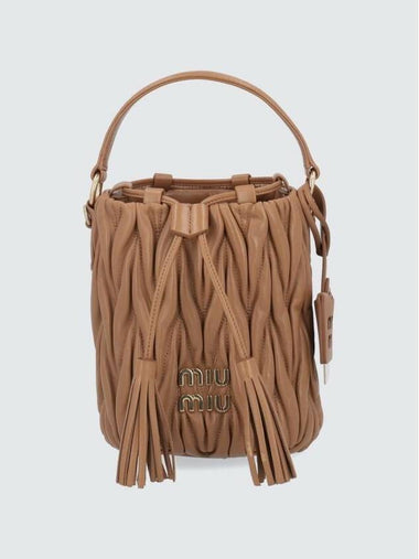 Matelasse Nappa Leather Bucket Bag Brown - MIU MIU - BALAAN 1