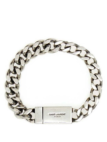 Men's Curb Chain Metal Bracelet Silver - SAINT LAURENT - BALAAN 2