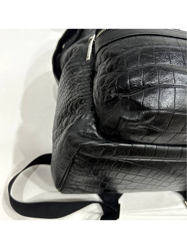 OS YSL Men s Crocodile Leather Embossed City Hunting Backpack - SAINT LAURENT - BALAAN 8