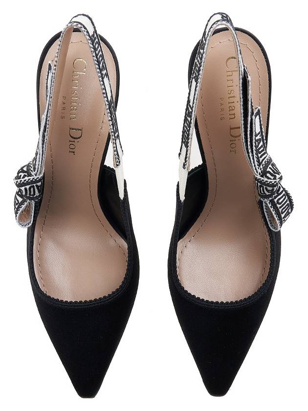 Women's Ja Embroidered Satin Cotton Slingback Heel Black - DIOR - BALAAN 7