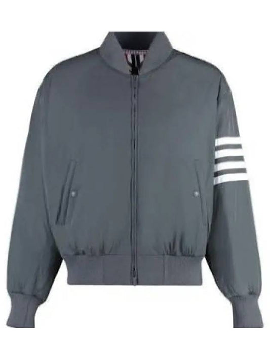 Poly Twill 4-Bar Oversized Knit Down Bomber Jacket Medium Grey - THOM BROWNE - BALAAN 2